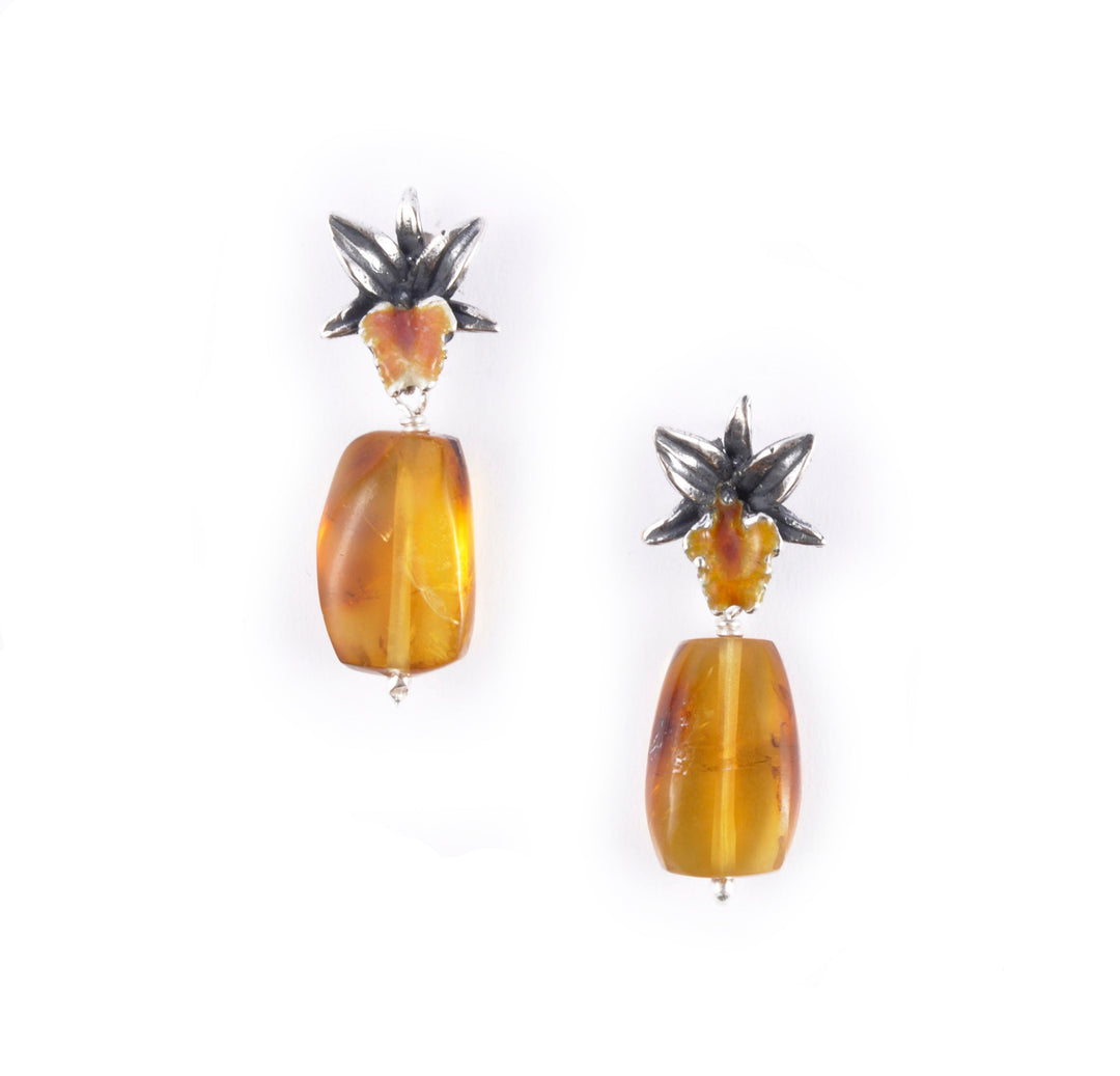 Aretes Orquídea Dendrobium Esmaltada