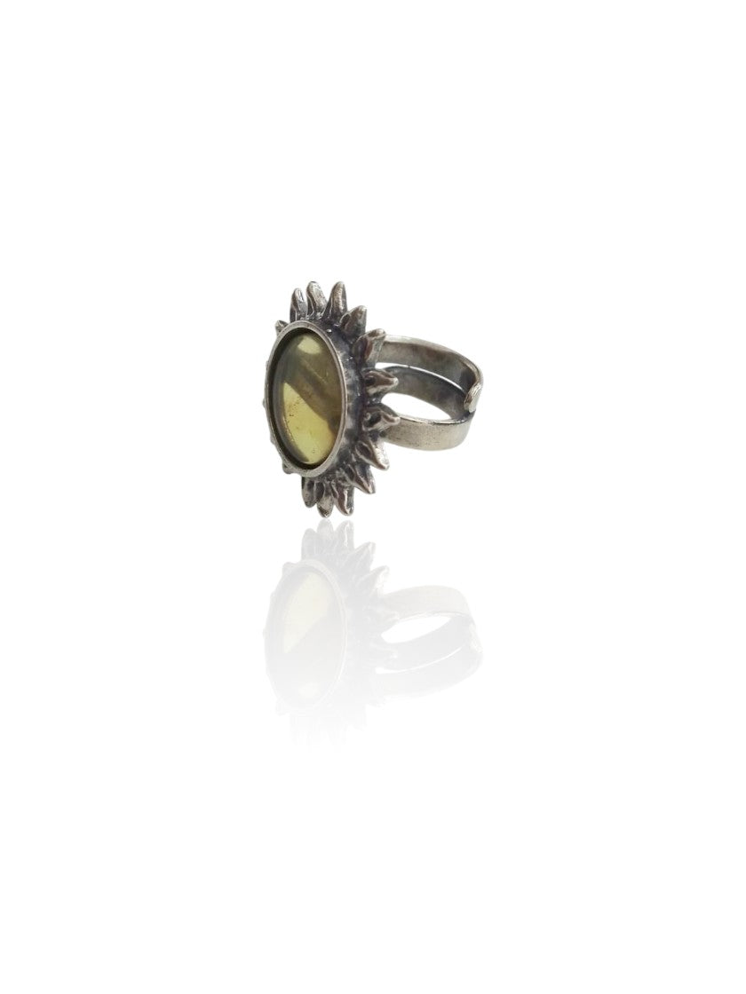 Anillo Sol con bisel de Ámbar